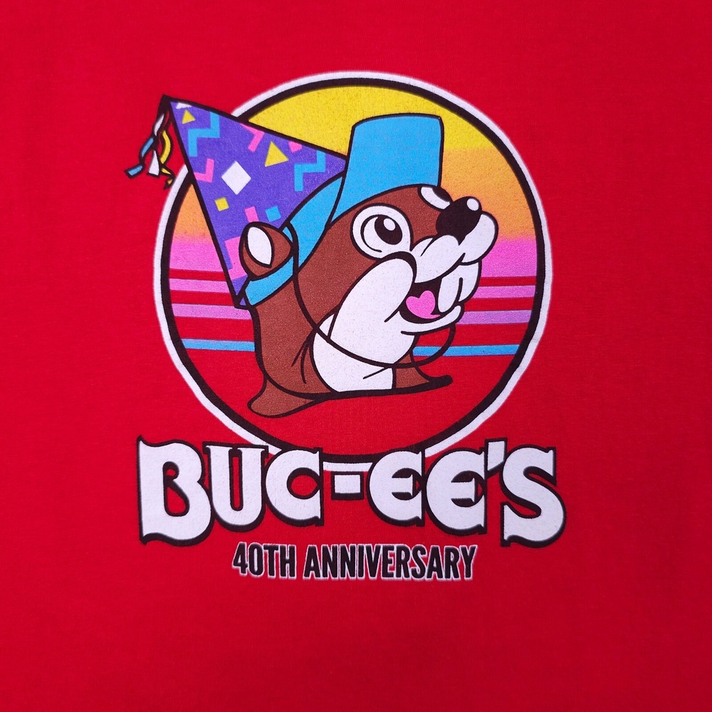Bucees Shirt Mens Small Red 40th Anniversay Party Like Its 1982 Peace Love Tee - Picture 7 of 10